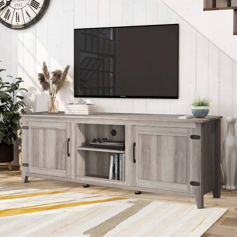 Wood Storage Cabinet Media Console for TVs up to 80"