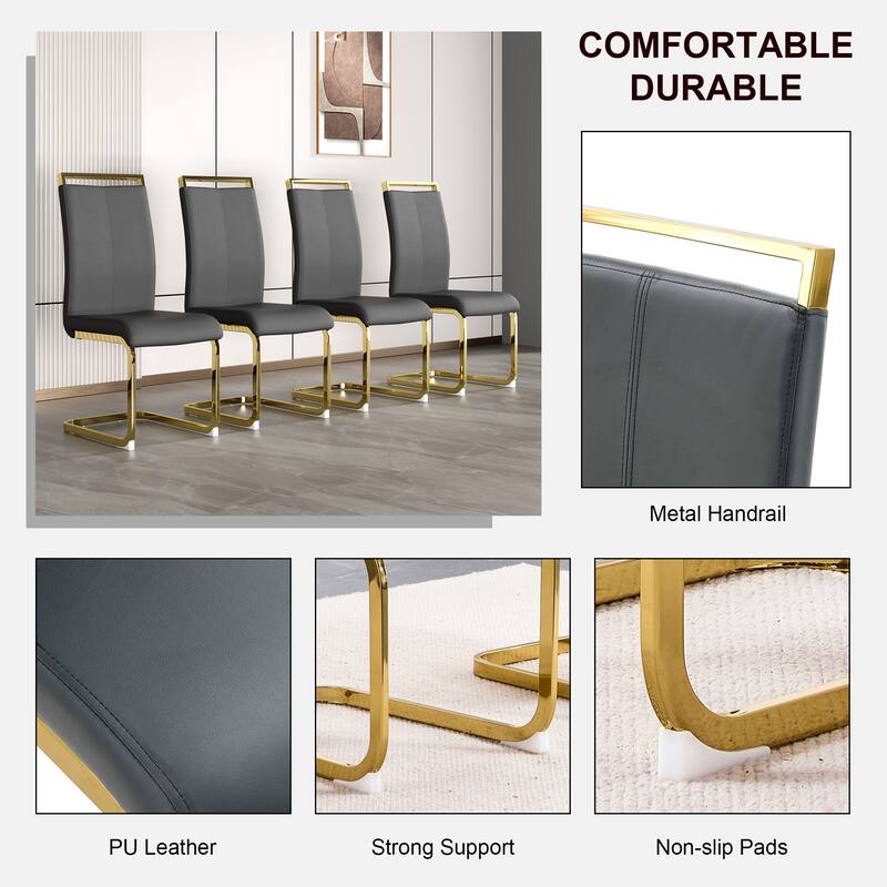 Dining Chair,PU Faux Leather High Back Upholstered Side Chair,Set of 4