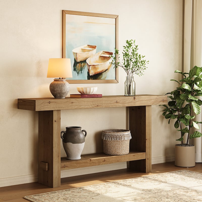 63-Inch Solid Wood Console Table for Hallway