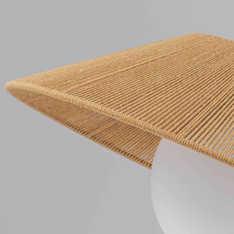 1-Light Farmhouse Globe Dome Pendant Light with Cotton Shade - Brass