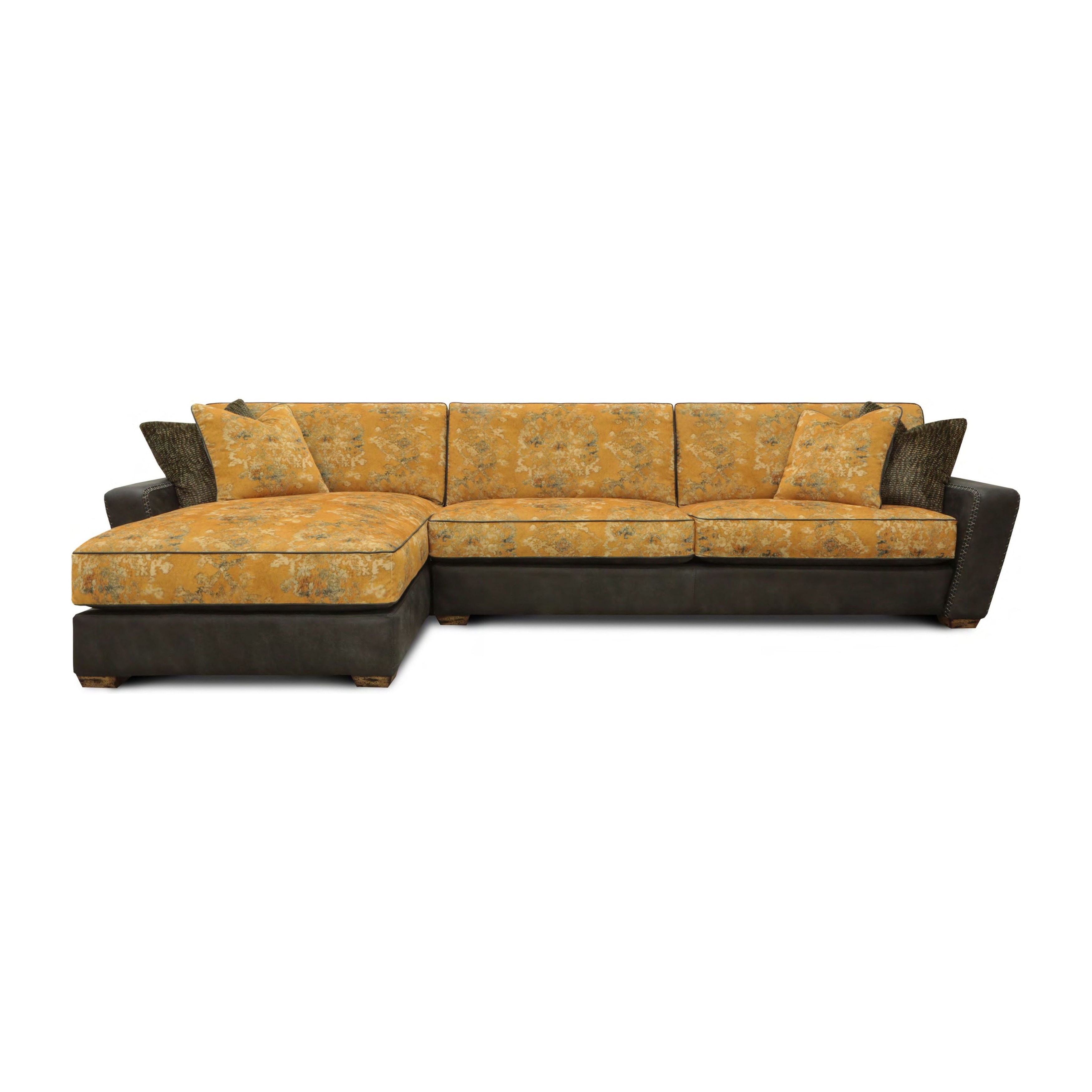 City Cowboy Leather and Linen Sectional with Chaise