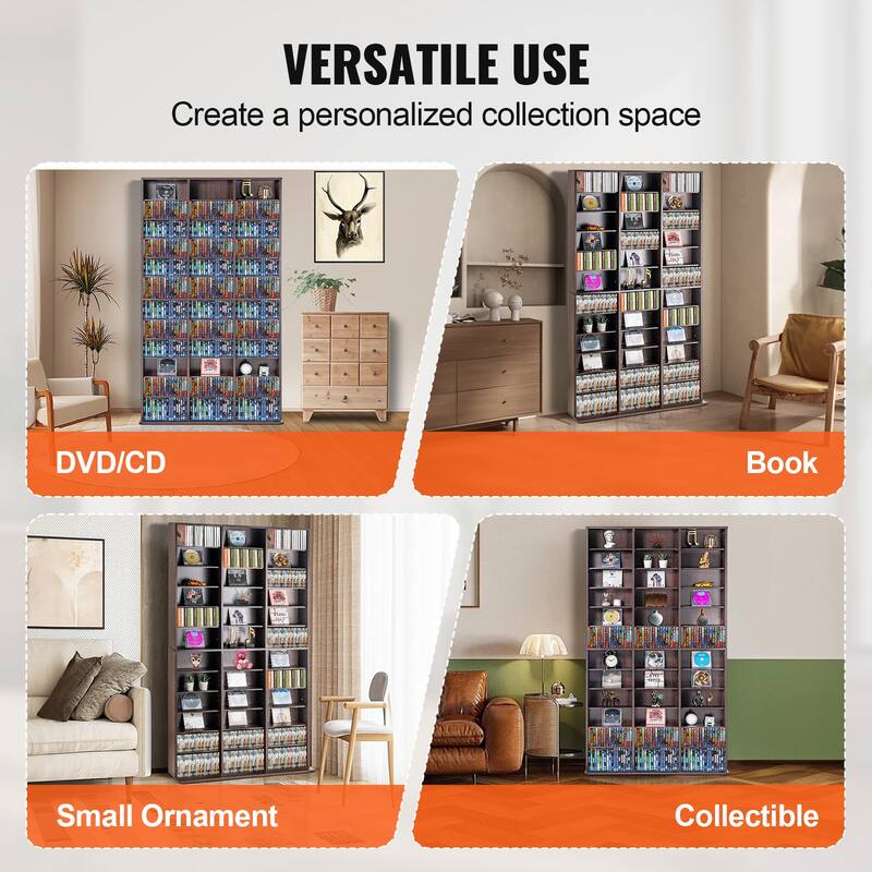 Media Storage Cabinet, DVD Cabinet with Doors and Shelves, CD Storage, Adjustable DVD Shelf, Protects & Organizes Music