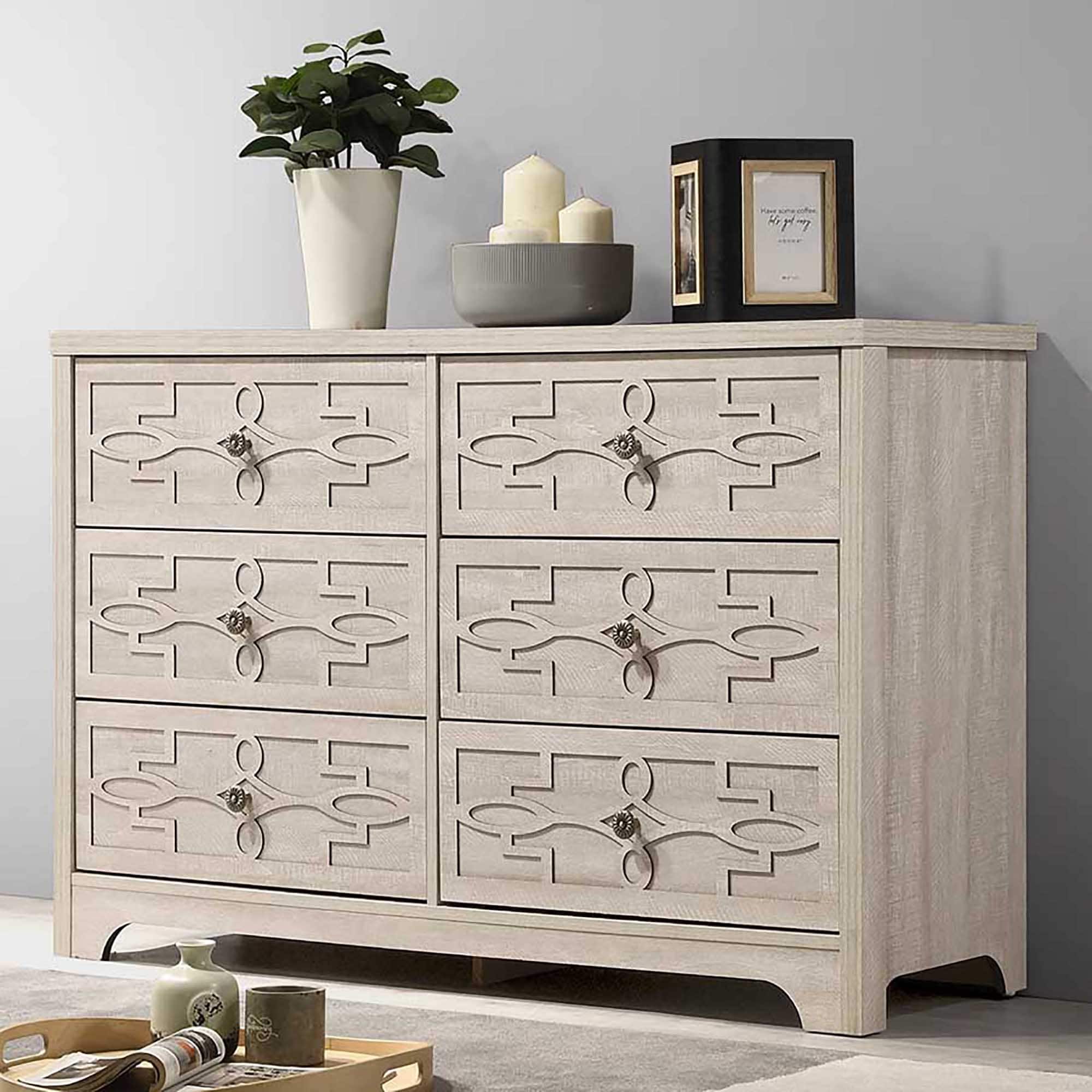 dusty grey oak dresser Galano Lilay 6 Drawer Dresser (Interlock)