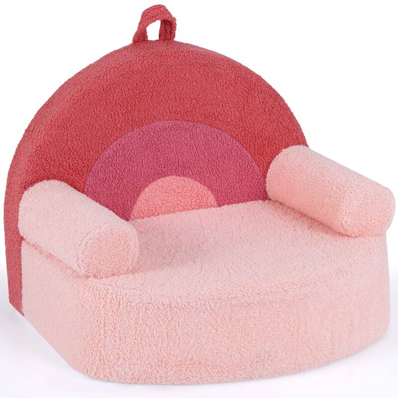 Gymax Kids Couch Toddler Foam Sofa w/ Soft & Machine-Washable Teddy - Pink