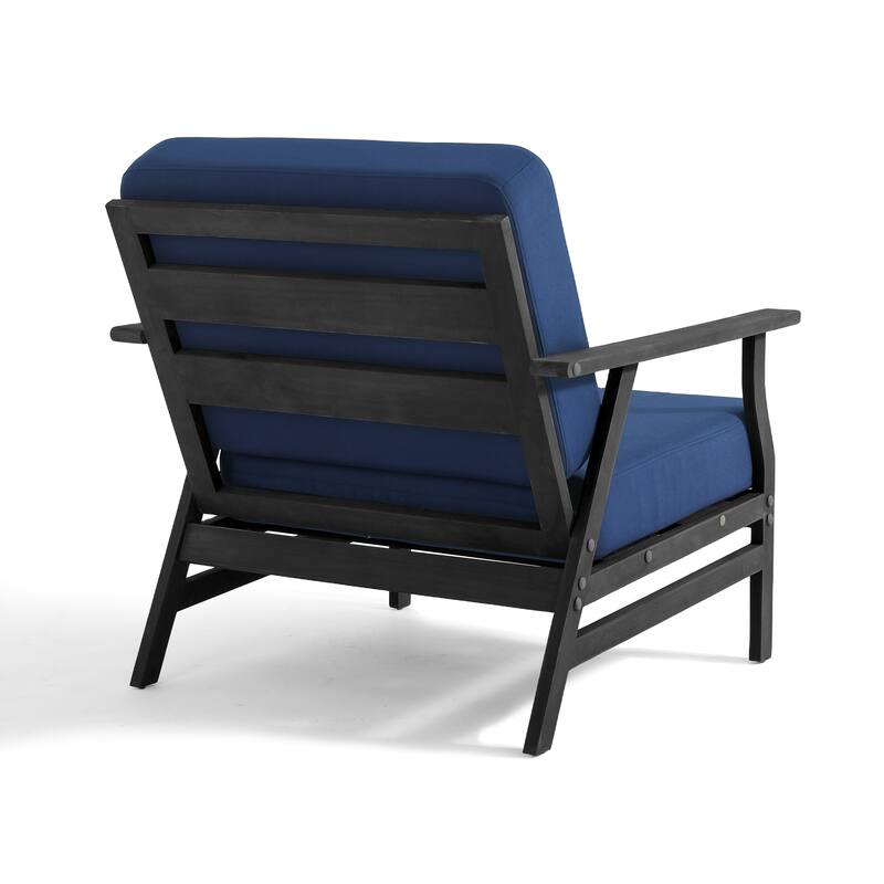 3-Piece Teak Outdoor Conversation Set with Cushions and Side Table