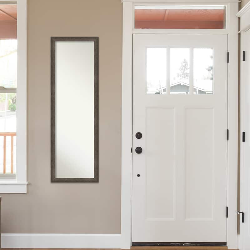 Dappled Narrow Non-Beveled Wood Framed Full-Length On the Door Mirror - Glass Size 14x48