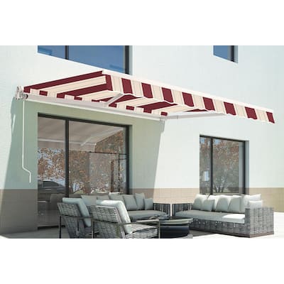 MCombo 12x10 Feet Manual Retractable Patio Door Window Awning Sunshade Shelter Outdoor Canopy