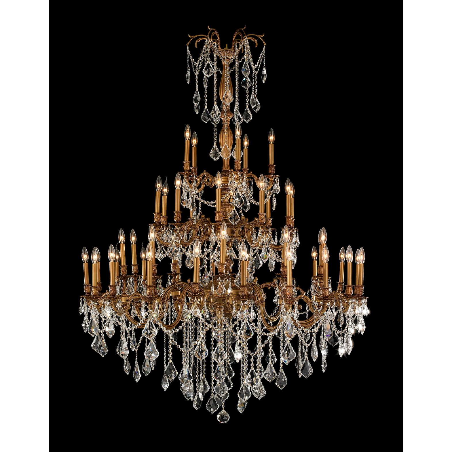 Worldwide Lighting W83312FG54  Windsor 45 Light 3 Tier Candle Style Crystal Accent Chandelier - - Chandeliers For Bedrooms by Overstock.com