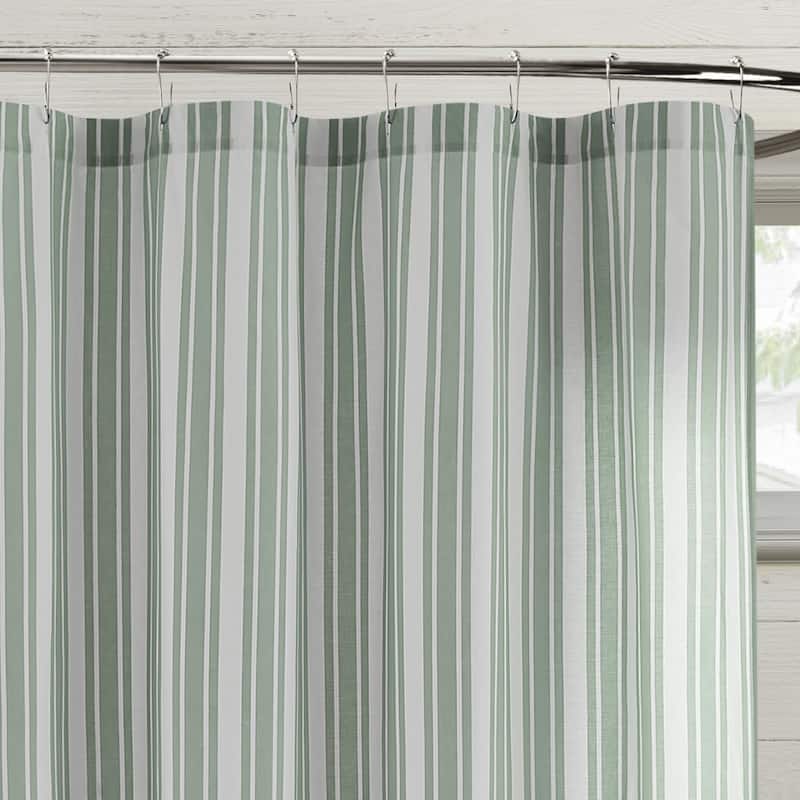 The Farmhouse by Rachel Ashwell Wide Ticking Stripe Shower Curtain - White/Green
