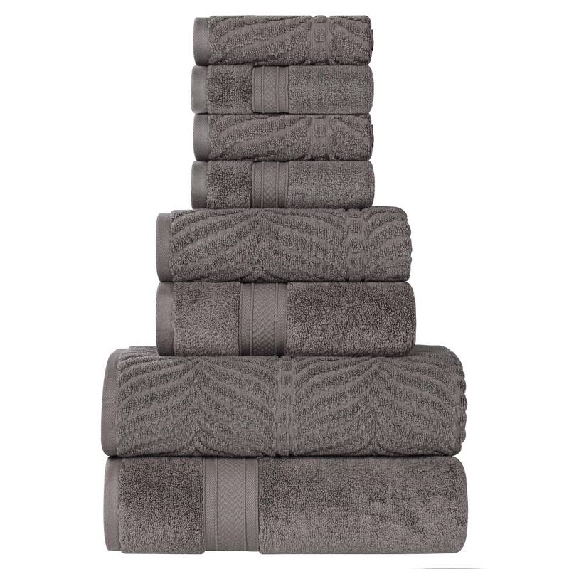 Superior Chevron Zero Twist Solid and Jacquard Cotton 8 Piece Towel Set