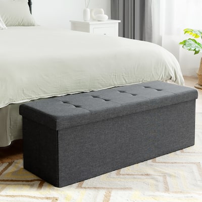 Fabric Storage Ottoman Bench Storage Chest