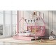 preview thumbnail 30 of 45, Wooden Full Size House Bed with Trundle,Kids Bed with Shelf, Gray