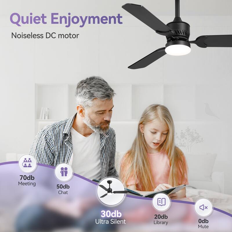42" Wood Reversible 3-Blade Integrated Ceiling Fan with LED Light and Remote