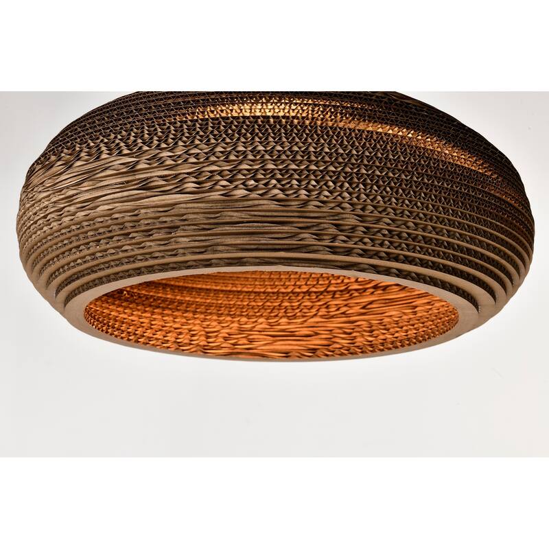 Matte Black Modern Nordic Style 1-Light Pendant Light with Natural Brown Origami Paper Shade - Matte Black