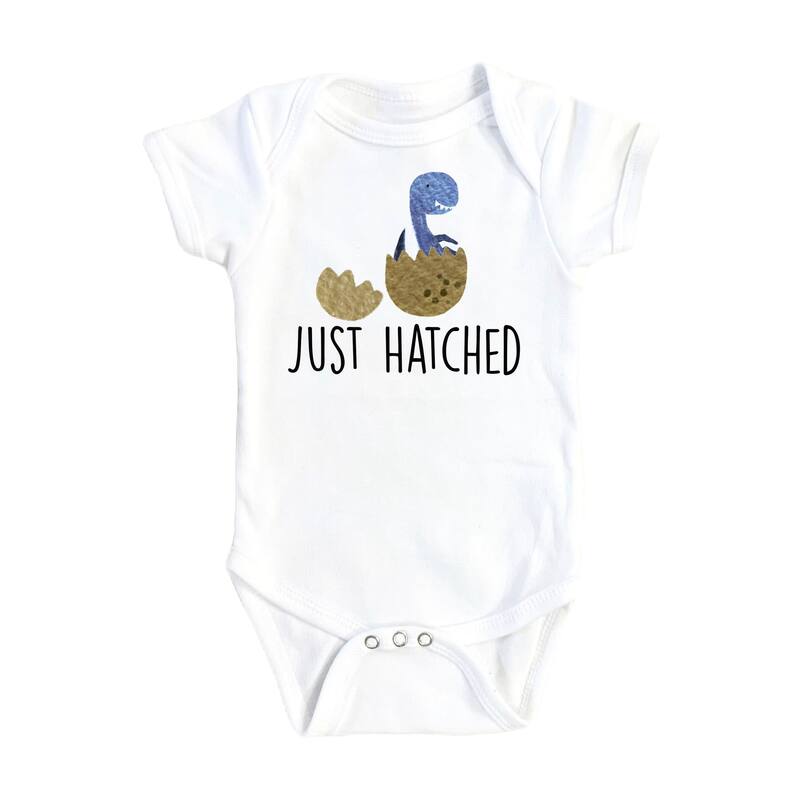 Dinosaur Hatched - Baby Boy Girl Clothes Infant Bodysuit Funny Cute Newborn - Natural - 0-3M