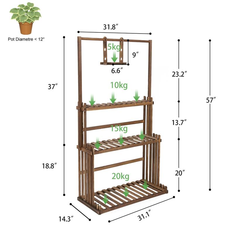 3 Tier Wooden Flower Stand for Multiple Flower Planter Holder Tall Large Rack for Living Room Garden Balcony