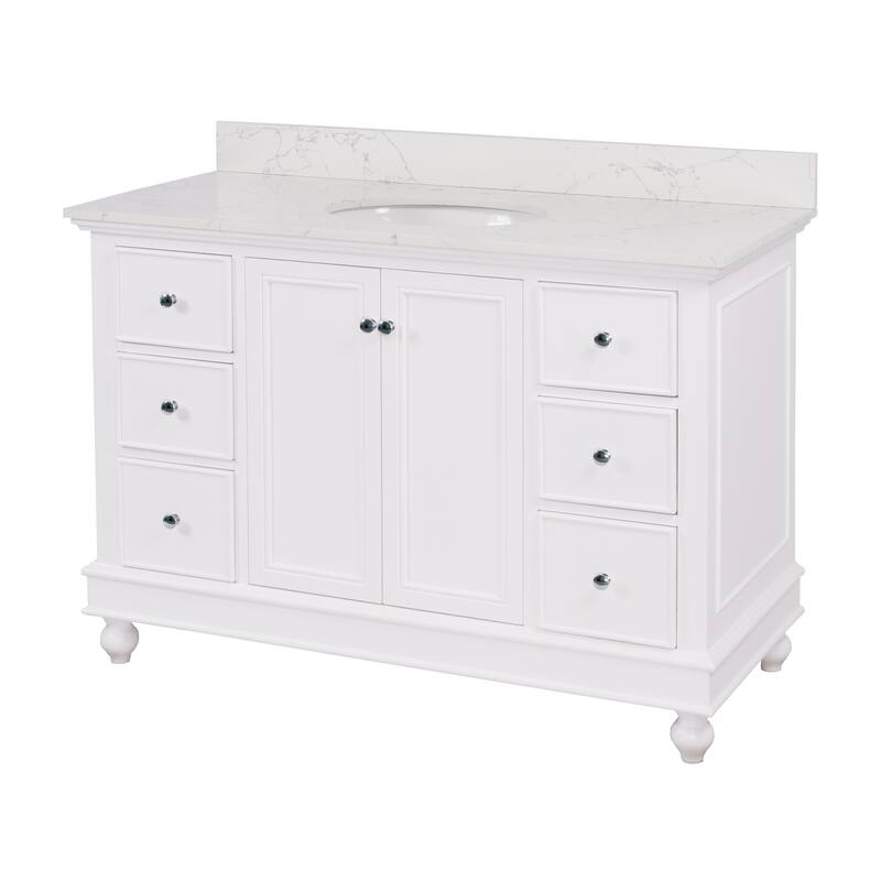 KitchenBathCollection Bella 48" Bathroom Vanity with Engineered Marble Top
