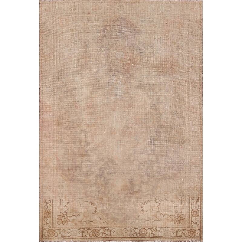 Hand Knotted Oriental 100% Wool Carpet Traditional Medallion Brown Tabriz Area Rug - 4' 7'' X 3' 1''