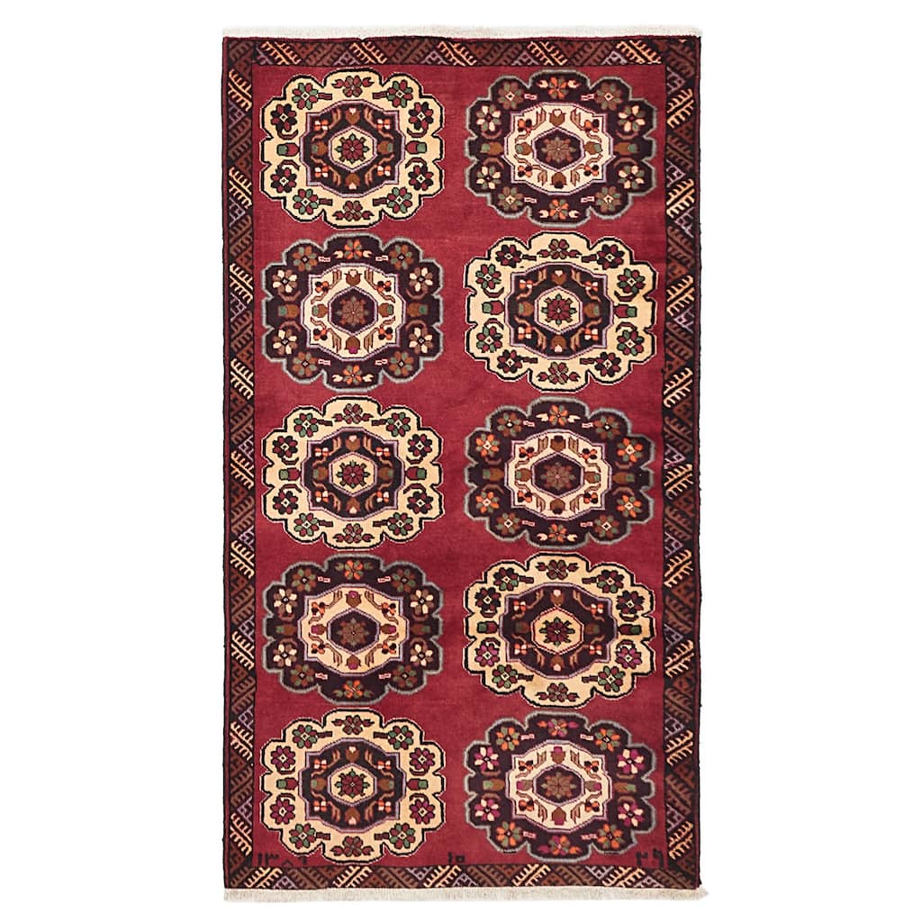 ECARPETGALLERY Hand-knotted Teimani Dark Red Wool Rug - 3'8 x 6'8