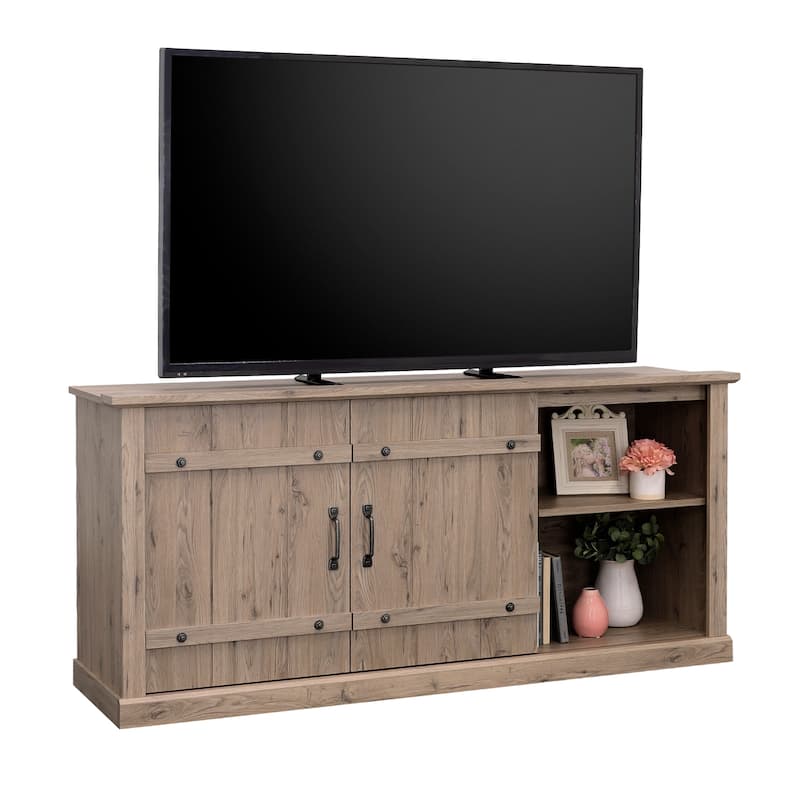 Wood Credenza for TVs up to 70" with Hidden Storage - 62.44" W x 16.77" D x 28.54" H