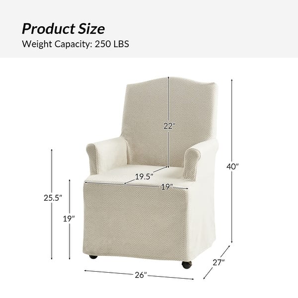 dimension image slide 1 of 7, Alethea Upholstered Slipcover Arm Dining Chair with Soild Wood Legs by HULALA HOME