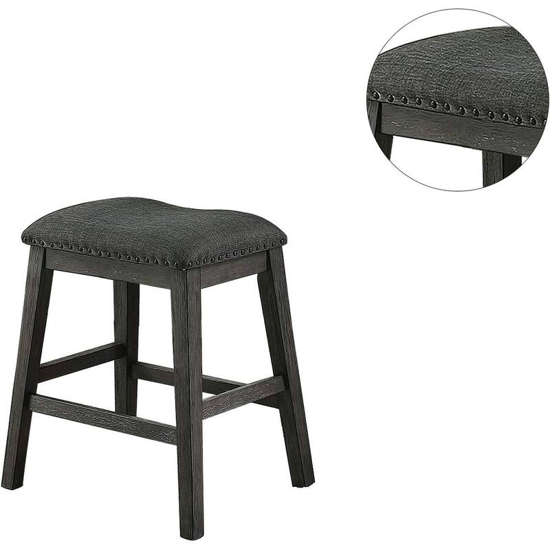 Modern Gray Finish 5pc Counter Height High Dining Table w Storage Shelves High Chairs And Stools Wooden Kitchen Breakfas