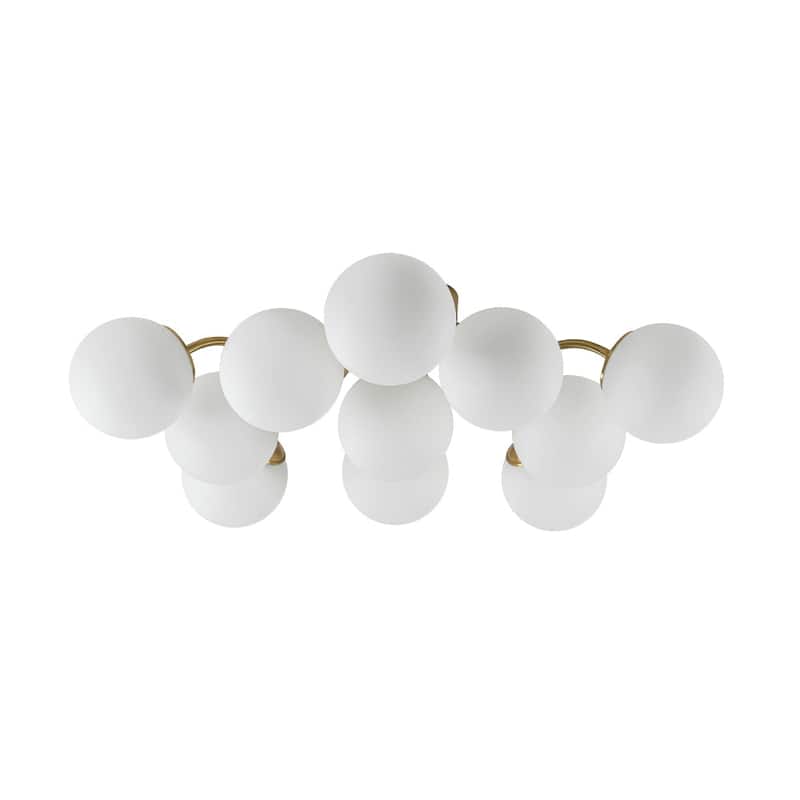 Modern 11-Light Frosted Glass Globe Wavy Arm Sputnik Semi-flush Mount