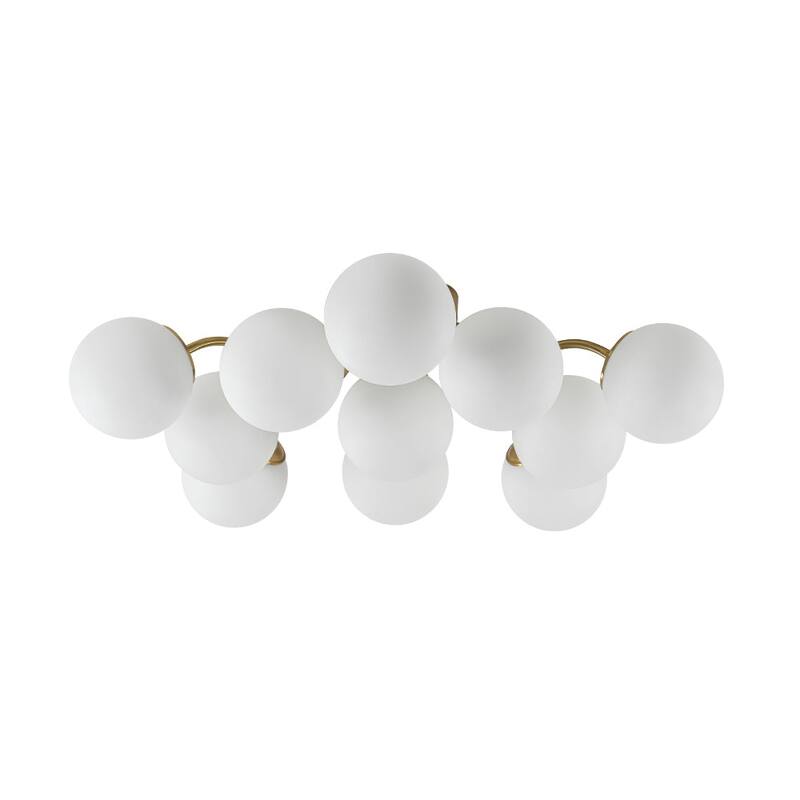 Milky Glass Globe Brass Sputnik Bubble Ceiling Light - 30in Chandelier