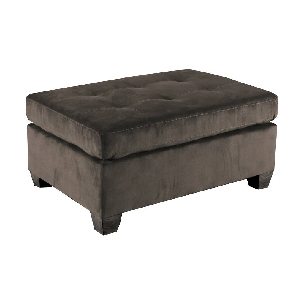 1pc Ottoman Tufted Detail Chocolate Microfiber Upholstered Modern Living Room Furniture