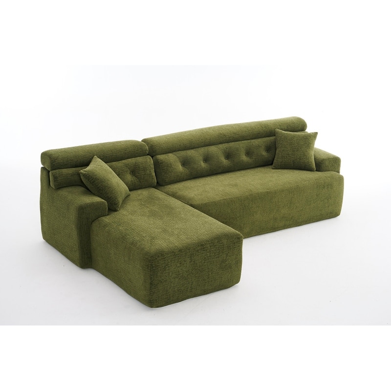 Convertible Chaise Sectional Sofa, Full Compression Sponge L-Shape
