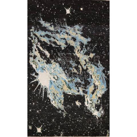 Wool/ Silk Abstract Oriental Artistic Modern Area Rug Hand-knotted - 4'6" x 7'2"