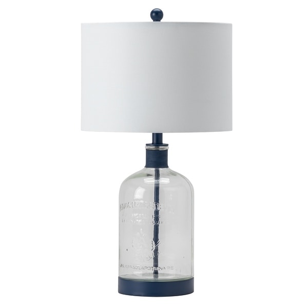 Woodburn Blue Metal and Glass 26.5" Table Lamp - 26.5" x 14" x 14"