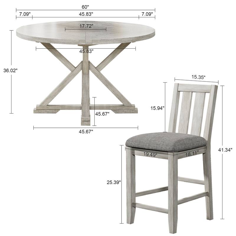 Drop Leaf Kitchen Table and Chairs Set Solid Wood Counter Height Kitchen Table and Chairs Set, Round Table Set for Dining Room