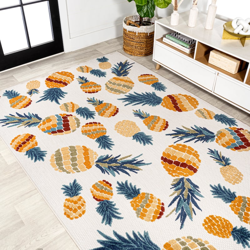 JONATHAN Y Limone Bold Pineapple High-Low Indoor/Outdoor Area Rug