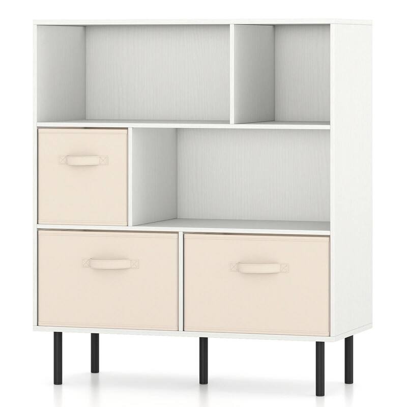 Costway 6-Cube Bookshelf with 3 Removable Folding Fabric Drawers Metal - See Details