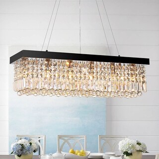 32 in. Modern Black Crystal Chandelier 6-Light Rectangle Kitchen Island  Pendant Lighting - On Sale - Overstock - 35485132