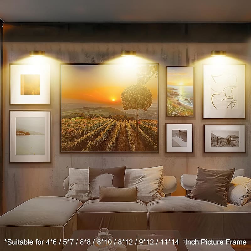 3pcs picture light gold display light plastic wall light