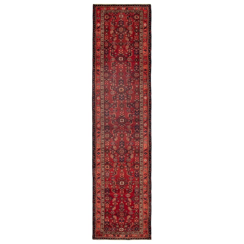 ECARPETGALLERY Hand-knotted Andelz Red Wool Rug - 3'6 x 13'8 - Dark Red - 3'6 x 13'8