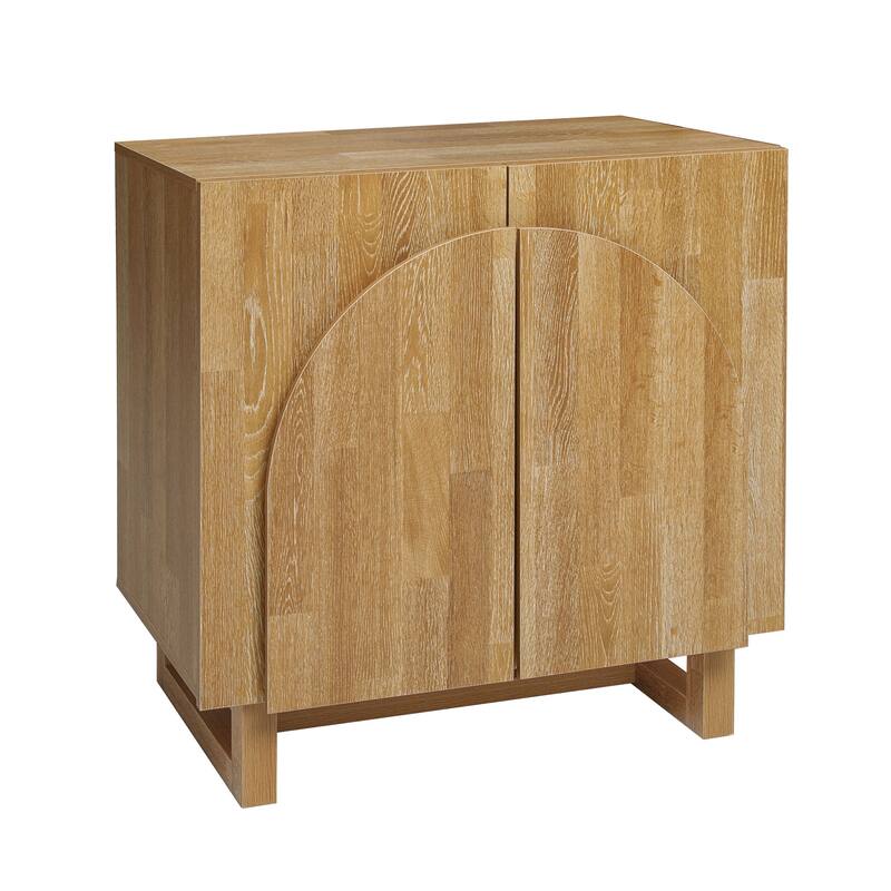 Wood Sideboard Buffet, Storage Cabinet with Adjustable Shelf, Accent Cabinet with Handle-Free Fan-Shaped Doors