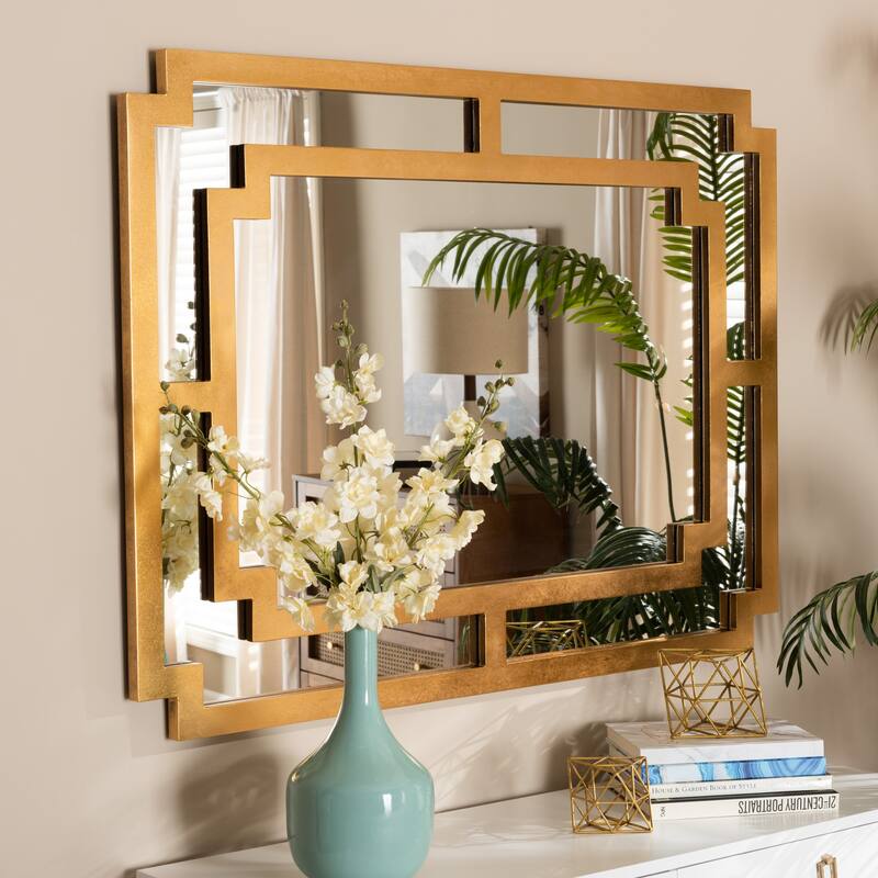 Dayana Modern and Contemporary Antique Gold Finished Wood Accent Wall Mirror