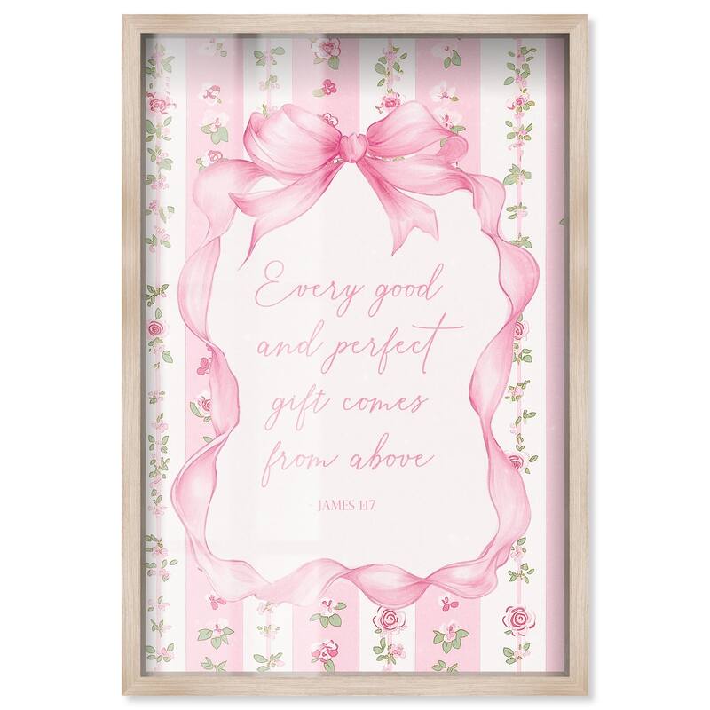 Good and Perfect Gift Bow Shadowbox by Art Remedy - Natural - 16" x 24"