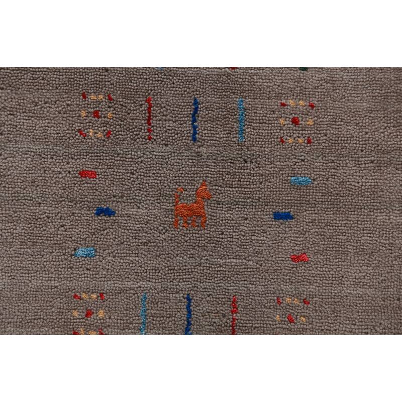 Light Brown Tribal Gabbeh Indian Area Rug Handmade Wool Carpet - 7'11" x 11'7"