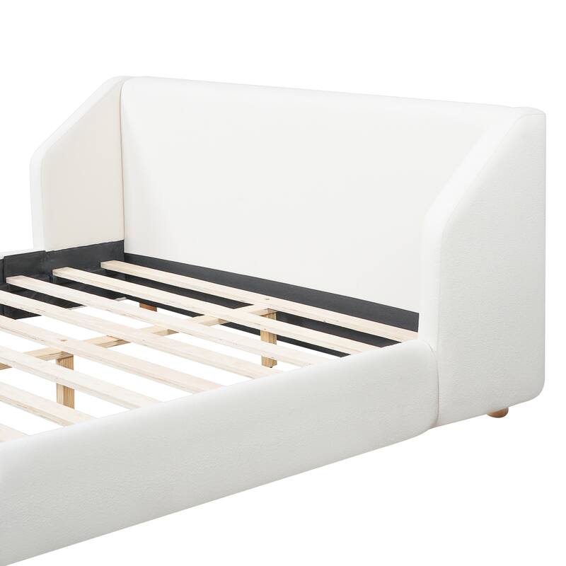 Christopher Knight Home - Arvilla Modern Boucle Upholstered Low Profile Platform Bed with Wingback Headboard & Wooden Slats