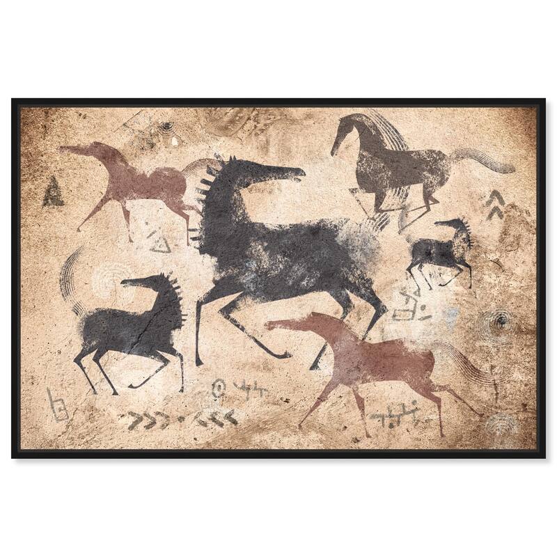 Cave Drawing Horses Canvas by Art Remedy - Black - 36" x 24"