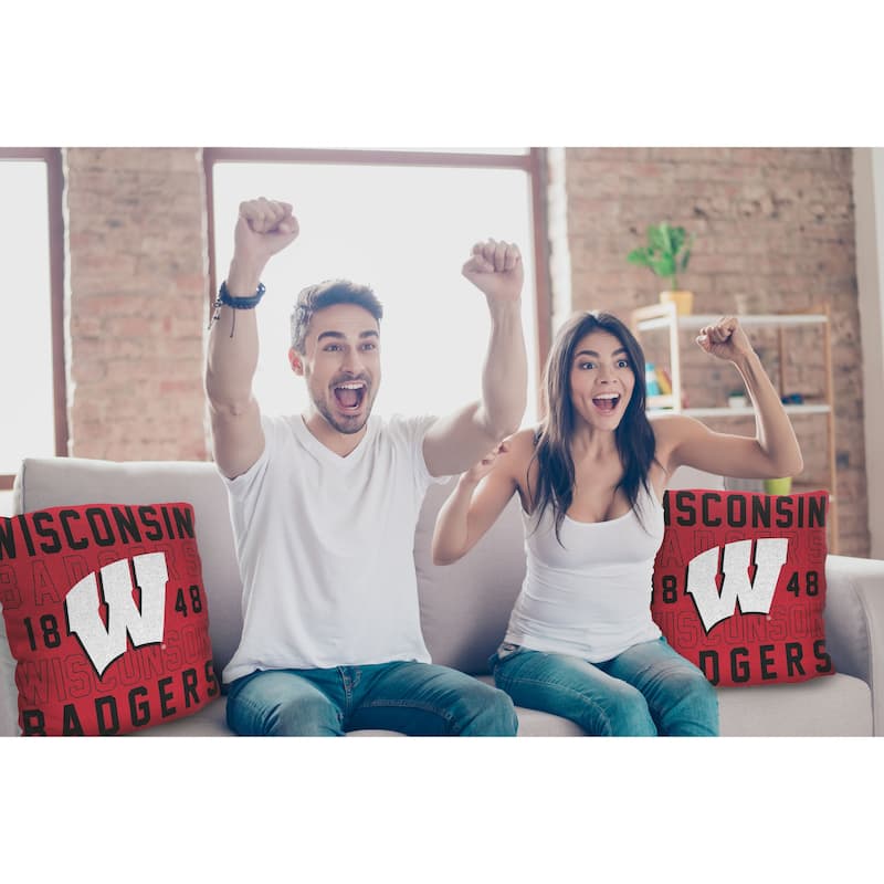 NCAA Wisconsin Badgers Stacked 20 Inch Pillow