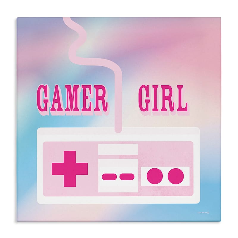 Stupell Pastel Gamer Girl Controller Canvas Wall Art Design By Yass Naffas Designs - 30 x 30