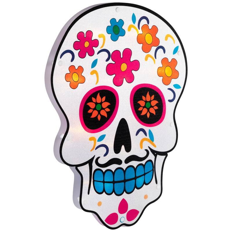 15" Day of the Dead Sugar Skull Halloween Window Silhouette Decor