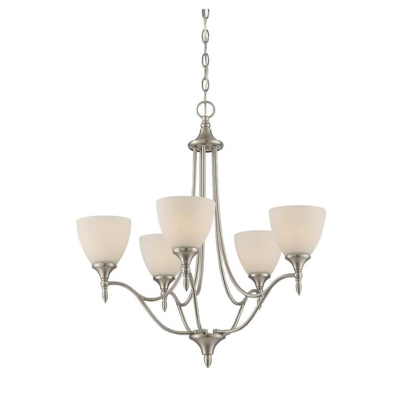 Transitional Style Chandelier - Satin Nickel Finish
