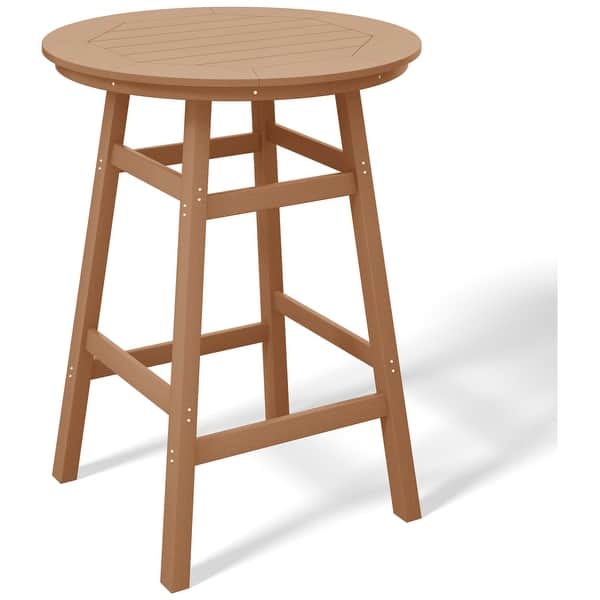 slide 2 of 9, Laguna Hdpe All Weather Outdoor Patio 35" Round Bar Table Teak