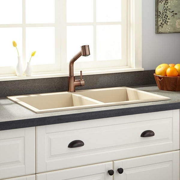 Signature Hardware 933446 Townsend 34 Drop In Double Basin Signature Hardware 933446 Townsend 34 Drop In Double Basin Granite Composite Kitchen Sink N